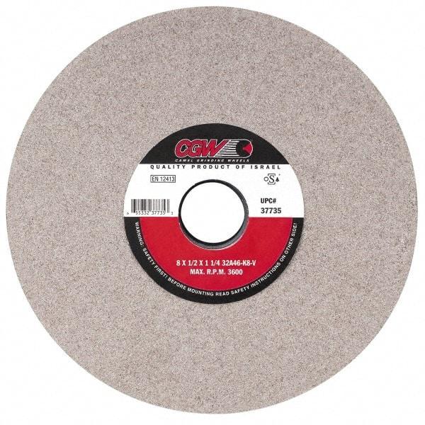 Camel Grinding Wheels - 14" Diam x 5" Hole x 1" Thick, I Hardness, 46 Grit Surface Grinding Wheel - Aluminum Oxide, Type 1, Coarse Grade, 1,910 Max RPM, Vitrified Bond, No Recess - USA Tool & Supply