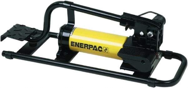 Enerpac - 2 Stage, 1" Piston Diam, 3/8 NPTF, 0.687 & 0.151 Cu In Per Stroke, Manual Hydraulic Pump - 38 Cu In Reservoir, 1" Piston Stroke, 200 psi First Stage, 10,000 psi Second Stage - USA Tool & Supply