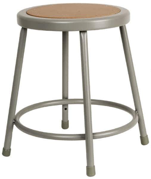 NPS - 18 Inch High, Stationary Fixed Height Stool - 14 Inch Deep x 14 Inch Wide, Hardboard Seat, Gray and Brown - USA Tool & Supply