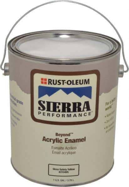 Rust-Oleum - 1 Gal Safety Yellow Semi Gloss Finish Acrylic Enamel Paint - Interior/Exterior, <0 gL VOC Compliance - USA Tool & Supply