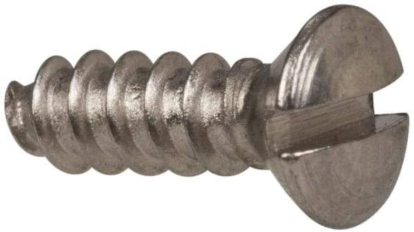 Value Collection - #4 Oval Head Slotted Sheet Metal Screw - Stainless Steel, 3/8" OAL, Grade 316 - USA Tool & Supply