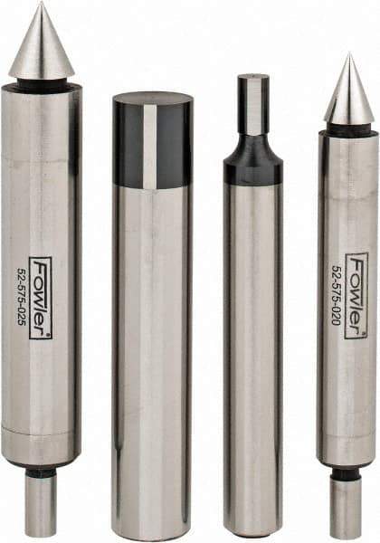 Fowler - 3/8 Inch Shank Diameter, 0.0002 Inch Accuracy, Double, Single End, Edge Finder Set - 0.5 Inch Head Diameter, Conical, Cylindrical Head Type, Includes 4 Attachments, Wooden Case, 4 Pieces - USA Tool & Supply