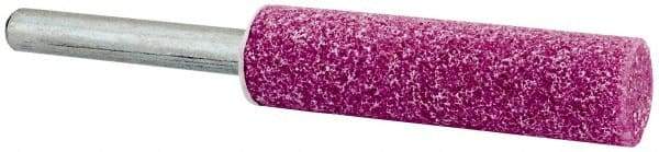 Tru-Maxx - 1/2" Head Diam x 2" Thickness, W189, Cylinder End, Aluminum Oxide Mounted Point - Pink, Medium Grade, 60 Grit, 26,830 RPM - USA Tool & Supply