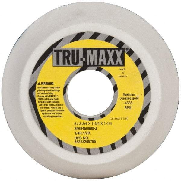 Tru-Maxx - 5" Diam, 1-3/4" Hole Size, 1-3/4" Overall Thickness, 80 Grit, Type 11 Tool & Cutter Grinding Wheel - Medium Grade, Aluminum Oxide, J Hardness, 4,585 RPM - USA Tool & Supply