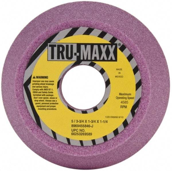 Tru-Maxx - 5" Diam, 1-1/4" Hole Size, 1-3/4" Overall Thickness, 46 Grit, Type 11 Tool & Cutter Grinding Wheel - Coarse Grade, Aluminum Oxide, J Hardness, 4,585 RPM - USA Tool & Supply