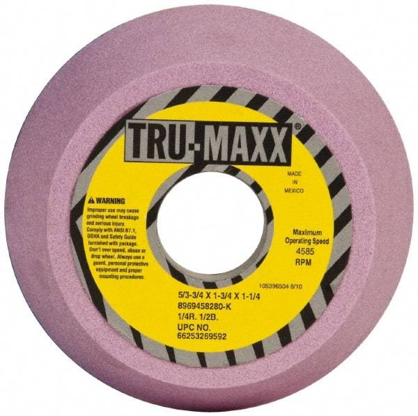 Tru-Maxx - 5" Diam, 1-1/4" Hole Size, 1-3/4" Overall Thickness, 80 Grit, Type 11 Tool & Cutter Grinding Wheel - Medium Grade, Aluminum Oxide, K Hardness, 4,585 RPM - USA Tool & Supply