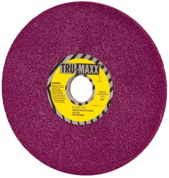 Tru-Maxx - 8" Diam x 1-1/4" Hole x 1/2" Thick, G Hardness, 60 Grit Surface Grinding Wheel - Aluminum Oxide, Type 1, Coarse Grade, 3,600 Max RPM, No Recess - USA Tool & Supply