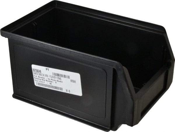 SSI Schaefer - 11 Lb. Load Capacity, 9-1/4" Deep, Black Polypropylene Hopper Stacking Bin - 4-3/4" High x 5-3/4" Wide x 9-1/4" Long - USA Tool & Supply