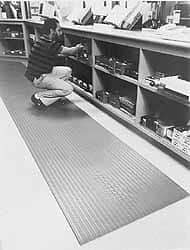 Wearwell - 60' Long x 6' Wide, Dry Environment, Anti-Fatigue Matting - Black, Vinyl with Vinyl Sponge Base, Rounded on 4 Sides - USA Tool & Supply