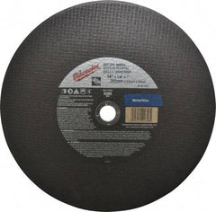 Milwaukee Tool - 14" 24 Grit Aluminum Oxide Cutoff Wheel - 1/8" Thick, 1" Arbor, 5,400 Max RPM, Use with Angle Grinders - USA Tool & Supply