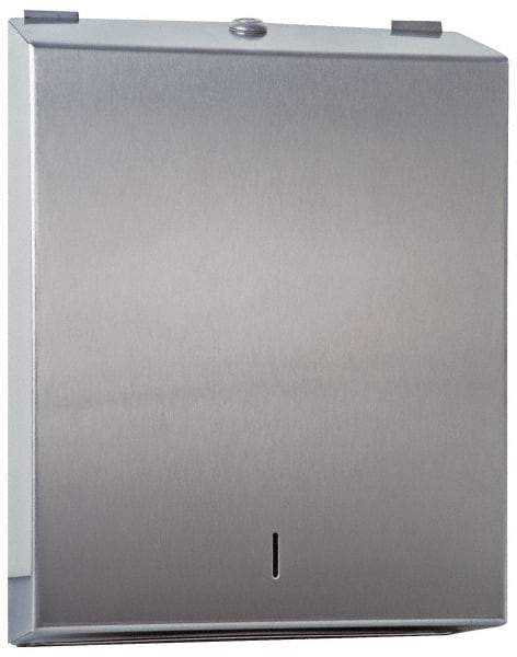 Made in USA - Manual, Stainless Steel Paper Towel Dispenser - 14-1/2" High x 11" Wide x 4" Deep, 2 Sleeves, Silver - USA Tool & Supply