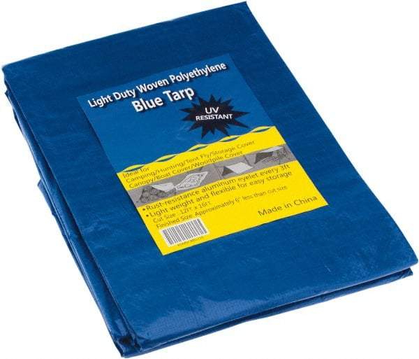 Value Collection - 16' Long x 12' Wide Polyethylene Tarp & Dust Cover - Blue, Grommet - USA Tool & Supply