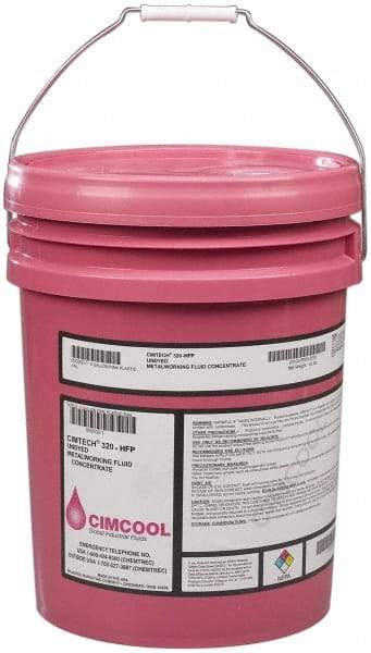 Cimcool - Cimtech 320-HFP, 5 Gal Pail Cutting & Grinding Fluid - Synthetic, For Boring, Drilling, Milling, Reaming, Tapping, Turning - USA Tool & Supply