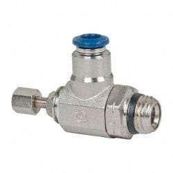 Value Collection - 145 Max psi, Meter Out Screw Adjusted Flow Control Valve - Buna N O Ring, 1/4" Tube Outside Diam - USA Tool & Supply