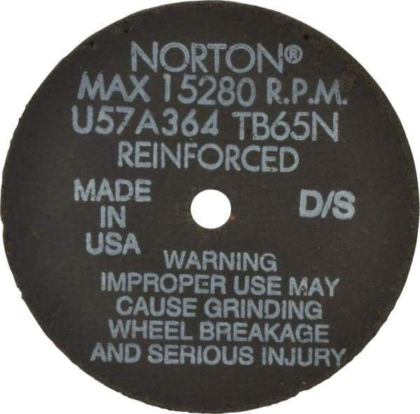 Norton - 4" 36 Grit Aluminum Oxide Cutoff Wheel - 1/16" Thick, 3/8" Arbor, 19,100 Max RPM, Use with Die Grinders - USA Tool & Supply