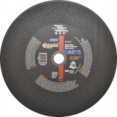 Norton - 12" Aluminum Oxide Cutoff Wheel - 7/64" Thick, 1" Arbor, 5,095 Max RPM, Use with Stationary Tools - USA Tool & Supply
