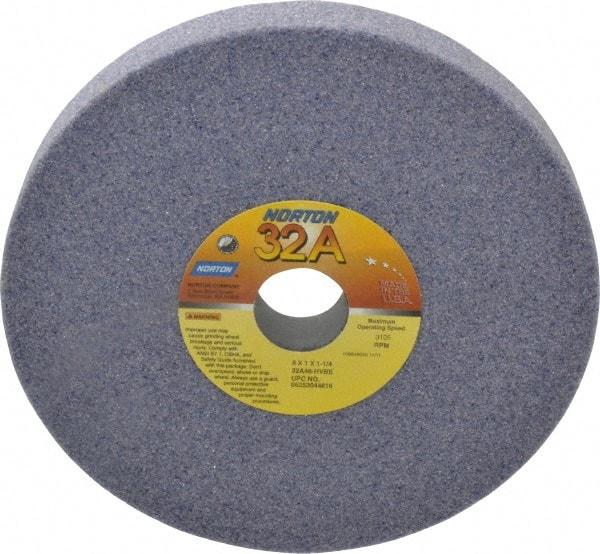 Norton - 8" Diam x 1-1/4" Hole x 1" Thick, H Hardness, 46 Grit Surface Grinding Wheel - Aluminum Oxide, Type 1, Coarse Grade, 3,105 Max RPM, Vitrified Bond, No Recess - USA Tool & Supply