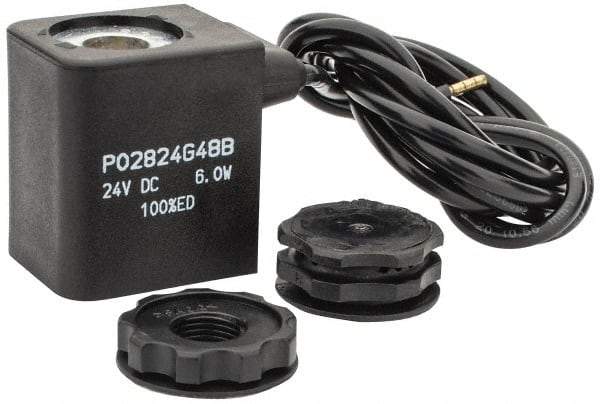 Parker - 24 DC Volt, Class F, Solenoid Coil - 6.0 Watt, IP 65 Enclosure, Use with Parker B Series Viking Valve - USA Tool & Supply