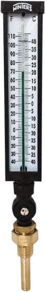 Winters - -40 to 110°F, Industrial Thermometer with Standard Thermowell - 3 Inch Immersion Length, 3-1/2 Inch Stem Length, 17 Inch Long, 3/4 Inch Thread - USA Tool & Supply