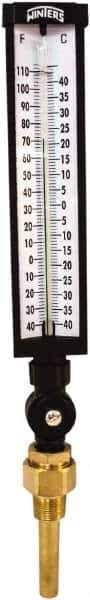 Winters - -40 to 110°F, Industrial Thermometer with Standard Thermowell - 3 Inch Immersion Length, 3-1/2 Inch Stem Length, 17 Inch Long, 3/4 Inch Thread - USA Tool & Supply