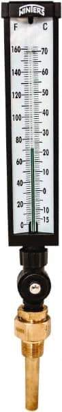 Winters - -15 to 160°F, Industrial Thermometer with Standard Thermowell - 3 Inch Immersion Length, 3-1/2 Inch Stem Length, 17 Inch Long, 3/4 Inch Thread - USA Tool & Supply