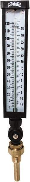 Winters - -15 to 120°F, Industrial Thermometer with Standard Thermowell - 3 Inch Immersion Length, 3-1/2 Inch Stem Length, 17 Inch Long, 3/4 Inch Thread - USA Tool & Supply