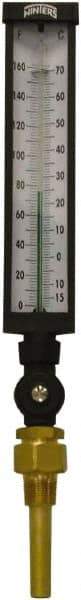 Winters - -15 to 160°F, Industrial Thermometer with Standard Thermowell - 3 Inch Immersion Length, 3-1/2 Inch Stem Length, 17 Inch Long, 3/4 Inch Thread - USA Tool & Supply