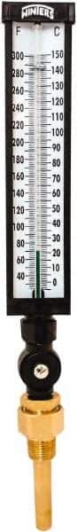 Winters - 30 to 300°F, Industrial Thermometer with Standard Thermowell - 3 Inch Immersion Length, 3-1/2 Inch Stem Length, 17 Inch Long, 3/4 Inch Thread - USA Tool & Supply