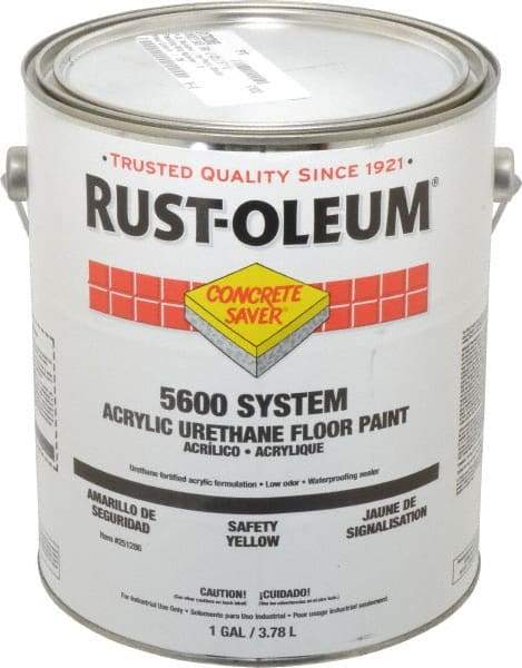 Rust-Oleum - 1 Gal Can Satin Safety Yellow Floor Coating - <100 g/L VOC Content - USA Tool & Supply