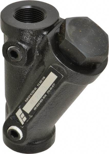 Flow Ezy Filters - 3/4 NPT Thread, 238 Micron, 3.6" Outside Diam, 4.8" Long, Stainless Steel Wire Cloth Media, Filter Assembly - Epoxy Coated Cast Iron - USA Tool & Supply
