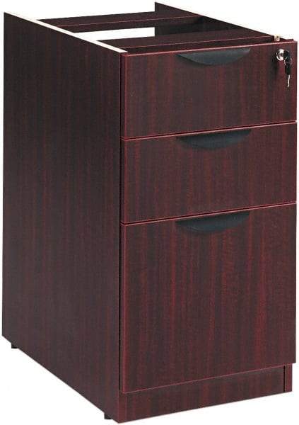 ALERA - 15-5/8" Wide x 28-1/2" High x 28-1/2" Deep, 3 Drawer Full Pedestal - Woodgrain Laminate, Mahogany - USA Tool & Supply