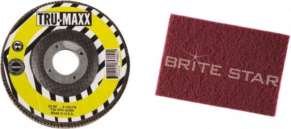 Tru-Maxx - 80 Grit, 4-1/2" Disc Diam, 5/8-11 Center Hole, Type 29 Zirconia Alumina Flap Disc - 13,300 Max RPM, Arbor Attaching System, Coated - USA Tool & Supply