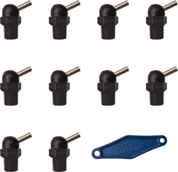 Loc-Line - 1/4" Hose Inside Diam x 5/32" Nozzle Diam, High-Pressure Coolant Hose Nozzle - NPT, for Use with Loc-Line Modular Hose System, 10 Pieces - USA Tool & Supply