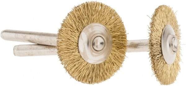Dremel - 3/4" OD, 1/8" Shank Diam, Straight Filament Brass Wheel Brush - 1/16" Face Width, 3/4" Trim Length, 15,000 RPM - USA Tool & Supply