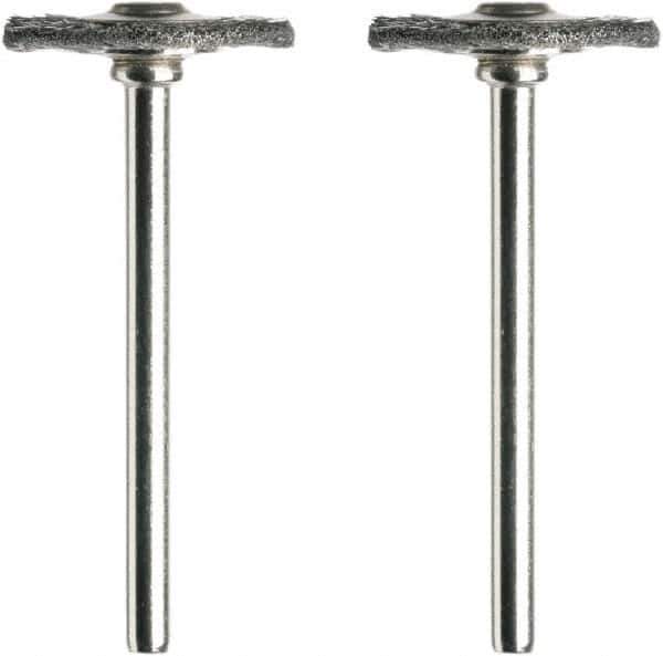 Dremel - 3/4" OD, 1/8" Shank Diam, Straight Filament Steel Wheel Brush - 1/16" Face Width, 3/4" Trim Length, 15,000 RPM - USA Tool & Supply