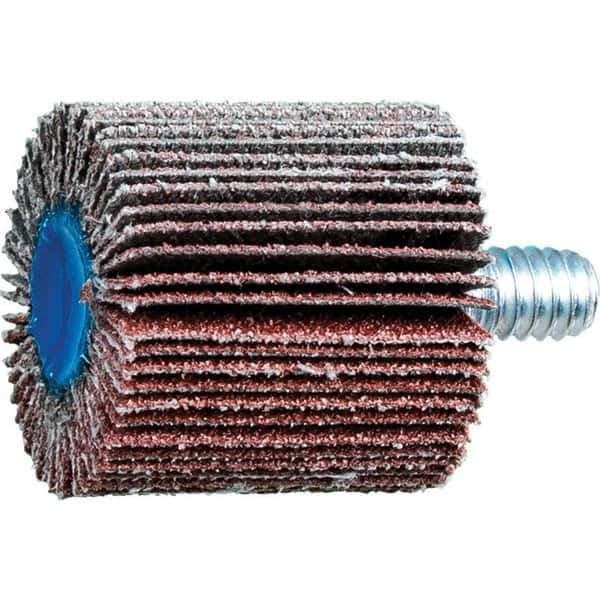 PFERD - 1" Diam x 1" Face Width, Aluminum Oxide Coated Mounted Flap Wheel - 1/4-20 Threaded Mount, 80 Grit, 25,000 Max RPM - USA Tool & Supply