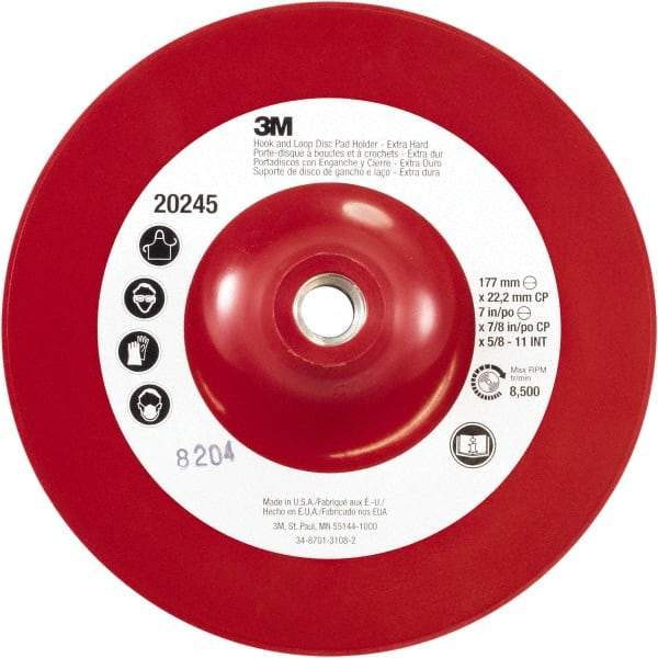 3M - 7" Diam Hook & Loop Disc Backing Pad - Extra Hard Density, 8,500 RPM - USA Tool & Supply