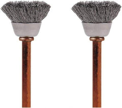 Dremel - 1/2" Brush Diam, Flat Faced, End Brush - 1/8" Diam Steel Shank, 15,000 Max RPM - USA Tool & Supply