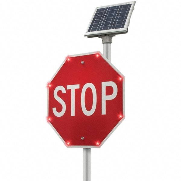 TAPCO - "Stop", 30" Wide x 24" High, Aluminum Stop & Yield Signs - White on Red, Diamond Grade Reflectivity, Octagon, Post Mount - USA Tool & Supply