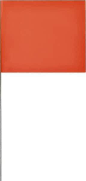 SAVAGE by SWANSON - 4" High x 5" Wide, Orange PVC Marking Flag - 18" Overall Height - USA Tool & Supply