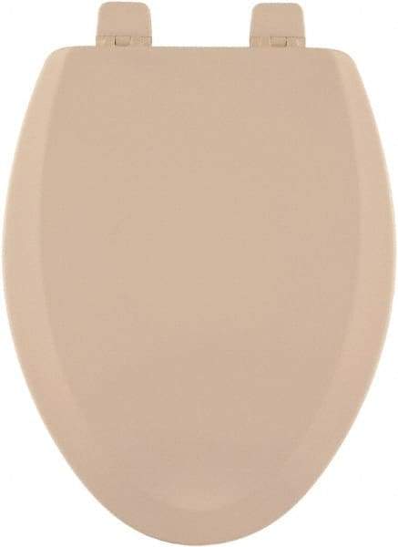 CENTOCO - 18.9 Inch Long, 2 Inch Inside Width, Polypropylene and Wood Plastic Composite, Elongated, Closed Front with Cover, Toilet Seat - 14 Inch Outside Width, Residential Installation, Bone and Almond - USA Tool & Supply