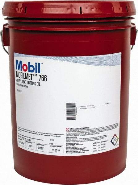 Mobil - Mobilmet 766, 5 Gal Pail Cutting Fluid - Straight Oil, For Automatic Lathe Operations, Broaching, Gear Shaving, Milling, Parting-Off, Planing, Shaping, Tapping, Threading - USA Tool & Supply