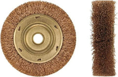 Ampco - 4" OD, 3/8" Arbor Hole, Crimped Phosphorus Bronze Alloy Wheel Brush - 3/4" Face Width, 11/16" Trim Length, 0.014" Filament Diam, 6,000 RPM - USA Tool & Supply