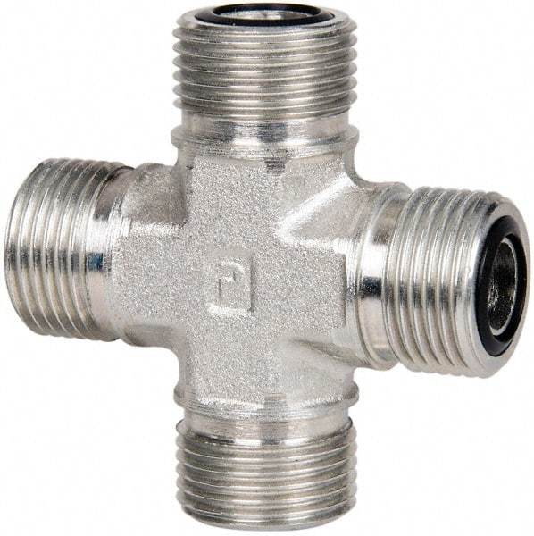 Parker - 1/2" OD, Steel Union Cross - 9,200 Max Working psi, 3/4" Hex, O-ring Face Seal Ends - USA Tool & Supply