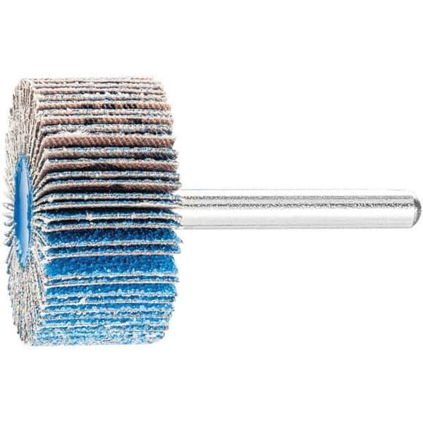 PFERD - 1-1/2" Diam x 1" Face Width, Aluminum Oxide Coated Mounted Flap Wheel - 1/4" Shank Mount, 80 Grit, 25,000 Max RPM - USA Tool & Supply