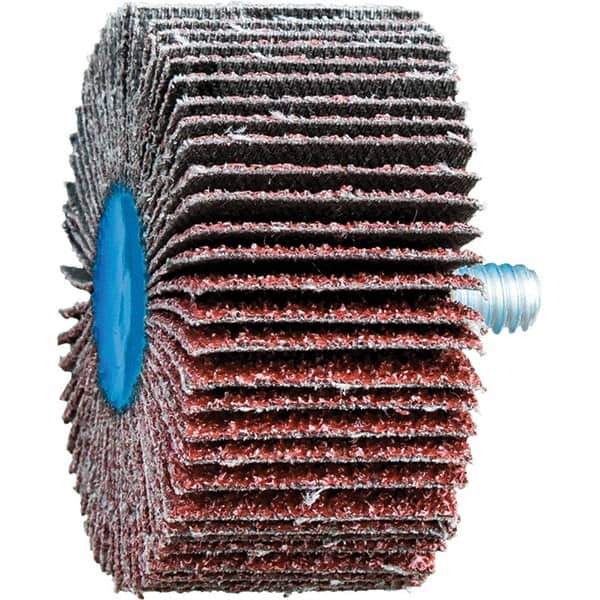 PFERD - 2" Diam x 1" Face Width, Aluminum Oxide Coated Mounted Flap Wheel - 1/4-20 Threaded Mount, 40 Grit, 23,000 Max RPM - USA Tool & Supply