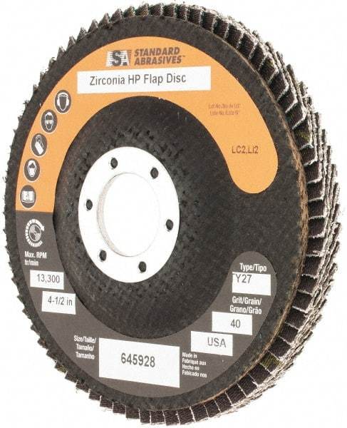 Standard Abrasives - Flap Disc - Polyester Backing, Arbor Attaching System - USA Tool & Supply