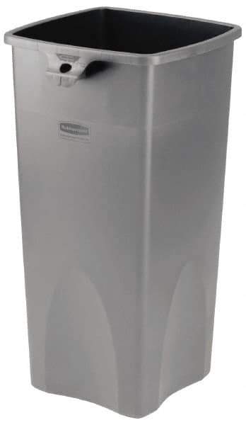 Rubbermaid - 23 Gal Gray Square Trash Can - Polyethylene, 30.9" High x 16-1/2" Long x 15-1/2" Wide - USA Tool & Supply