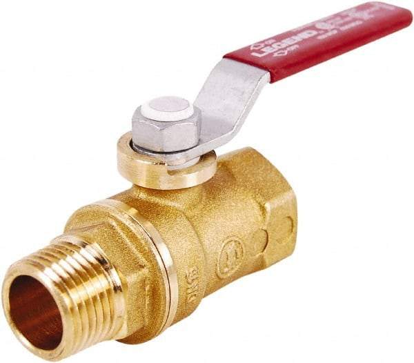 Legend Valve - 1/8" Pipe, Standard Port, Brass Standard Ball Valve - 2 Piece, MNPT x FNPT Ends, Tee Handle, 400 WOG, 125 WSP - USA Tool & Supply