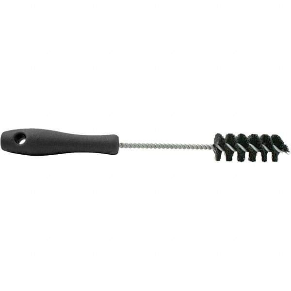 Brush Research Mfg. - 0.4" Diam Helical Nylon Tube Brush - Single Spiral, 0.005" Filament Diam, 2-1/2" Brush Length, 10-1/2" OAL, 0.168" Diam Plastic Handle Shank - USA Tool & Supply